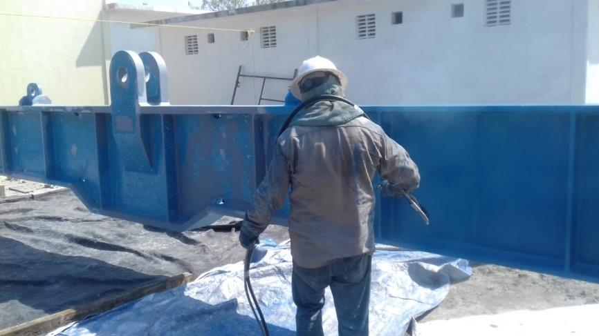 Aplicación de acabado protector en estructura para ventiladores de transformador principal